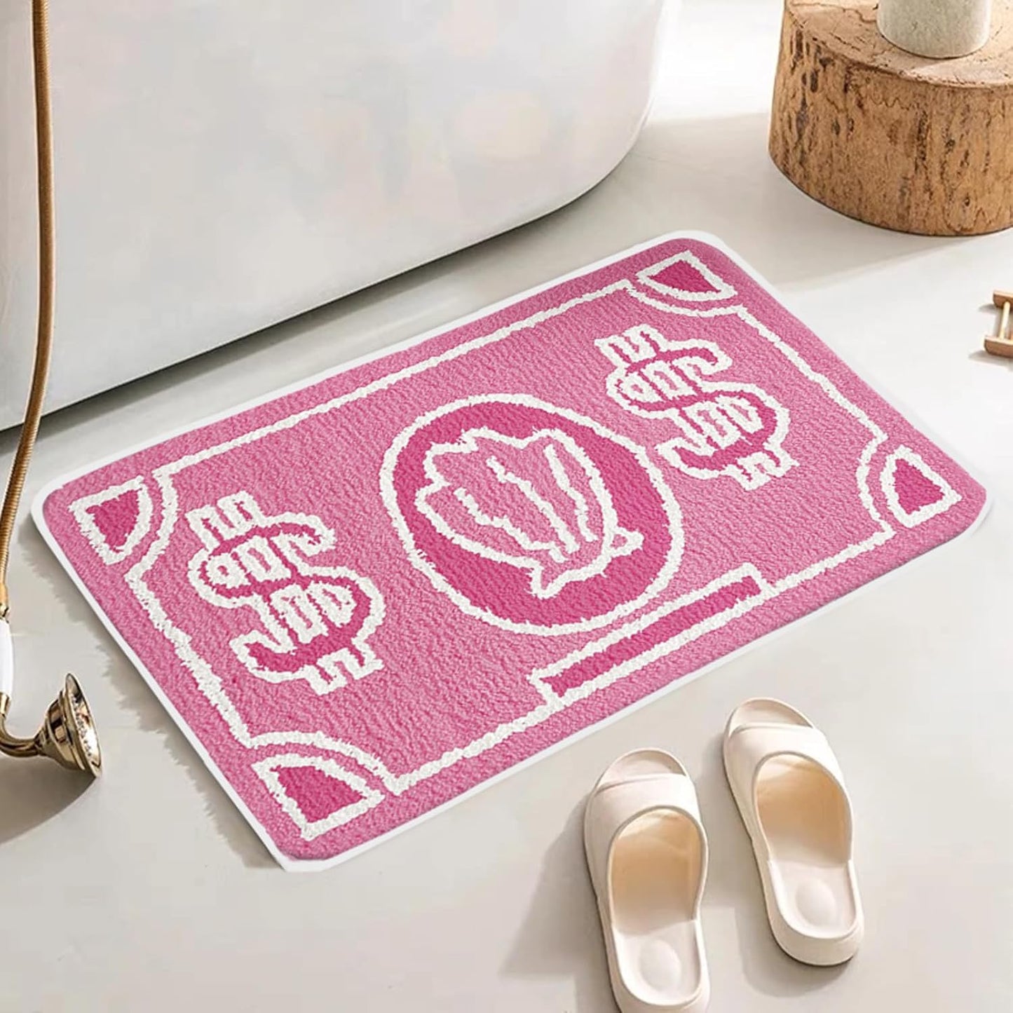 Pink Money Rug Cool Rugs for Bedroom Entrance Bathroom 2 X 3 Non Slip Front Door Rug, Green Entryway Doormat Washable Bath Mat, Funky Aesthetic Small Throw Runner Rugs Carpet for Kitchen Living Room