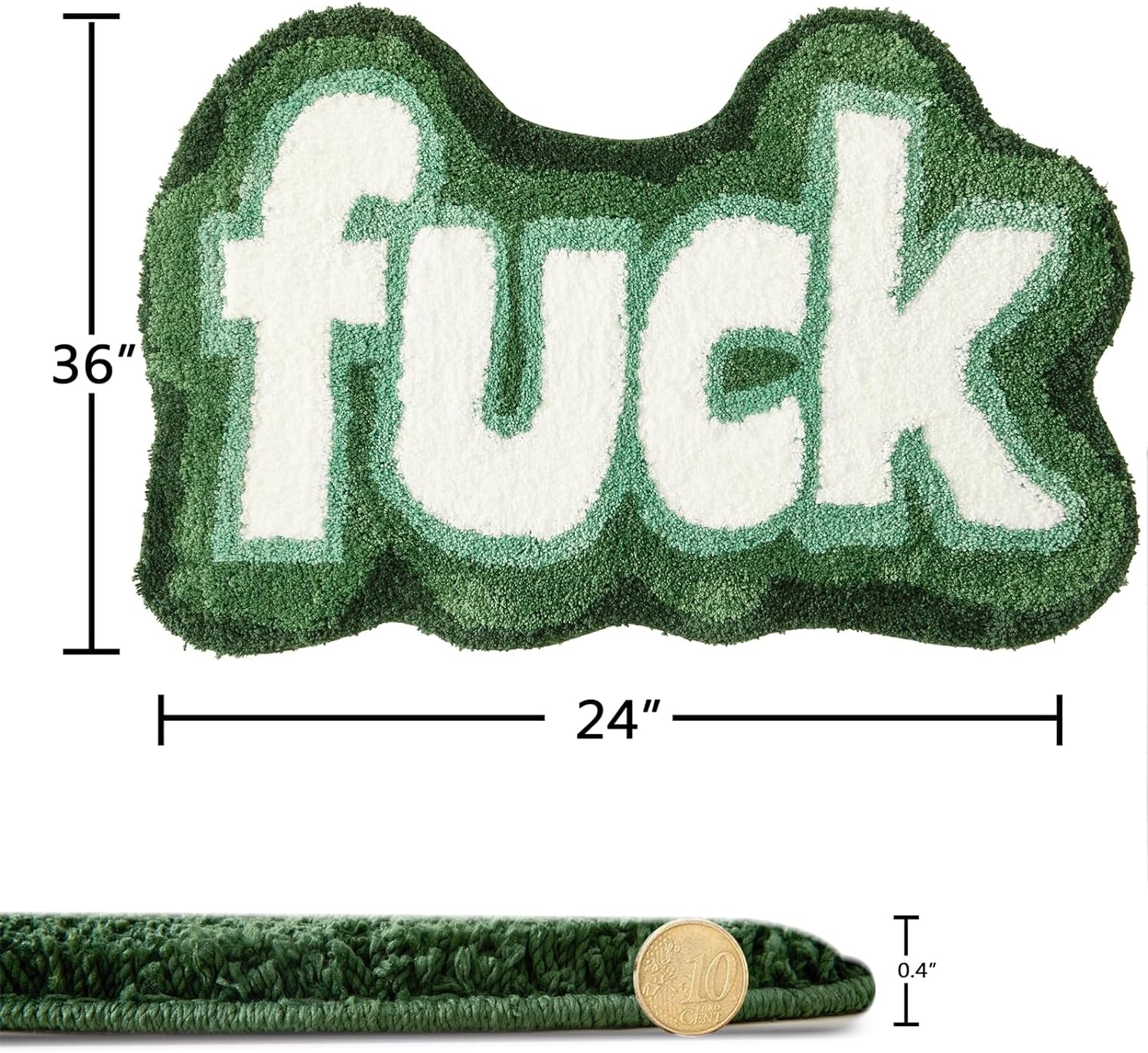 Green Cute Funky Bathroom Rugs Non Slip Washable, Shaggy Soft Absorbent Funny Cool Unique 2X3 Accent Throw Carpet Small Area Rugs for Bedroom Bathroom Dorm Kitchen Rude Swear Words Rug