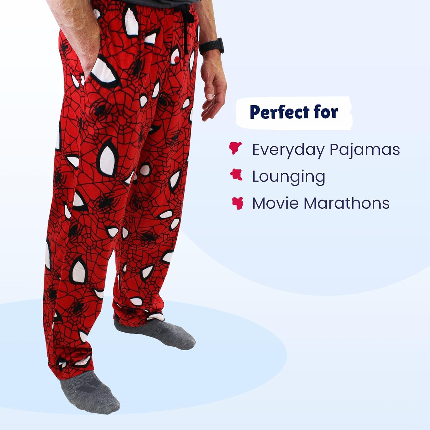 Spider-Man Mens Plush Fleece Lounge Pajama Pants