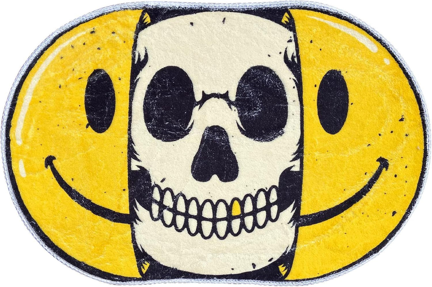 Creative Smiling Skull Print Pattern Bath Rugs Bedroompersonalized Art Rug Microfiber Tufted Non-Slip Bathroom Plush Rugs Door Mat Funny Smiling Face (30X20 In)