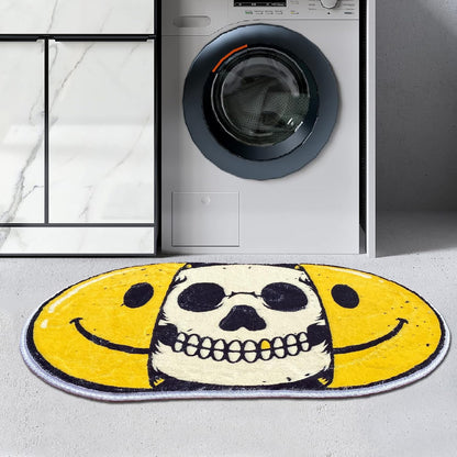 Creative Smiling Skull Print Pattern Bath Rugs Bedroompersonalized Art Rug Microfiber Tufted Non-Slip Bathroom Plush Rugs Door Mat Funny Smiling Face (30X20 In)