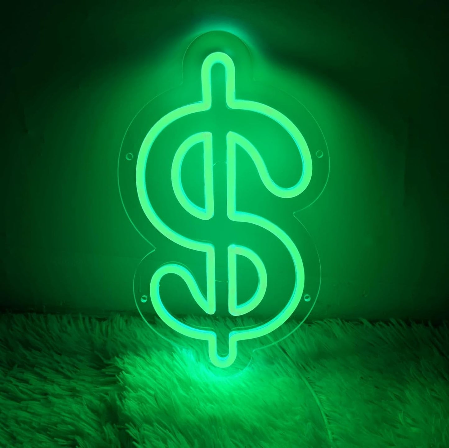 Dollar Neon Sign Money Neon Signs for Wall Decor Dollar Sign Decorations Dollars Money Obsessed Decorations LED Green Light for Bar Bedroom Party Love Money Wall Decoration, 11.9" X 7"