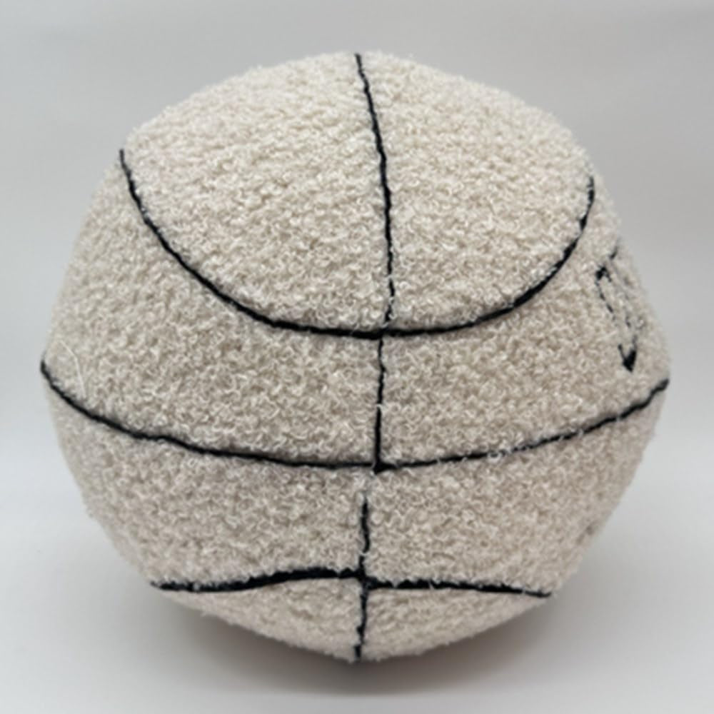 9.8"/25Cm Offcourt Basketball Plush Toy, Soft Basketball Plush Pillow Stuffed Basketball Plush Toy Sofa Ball Pillow Household Stuffed Ball for Fans Boys and Girls All of Age (Beige)