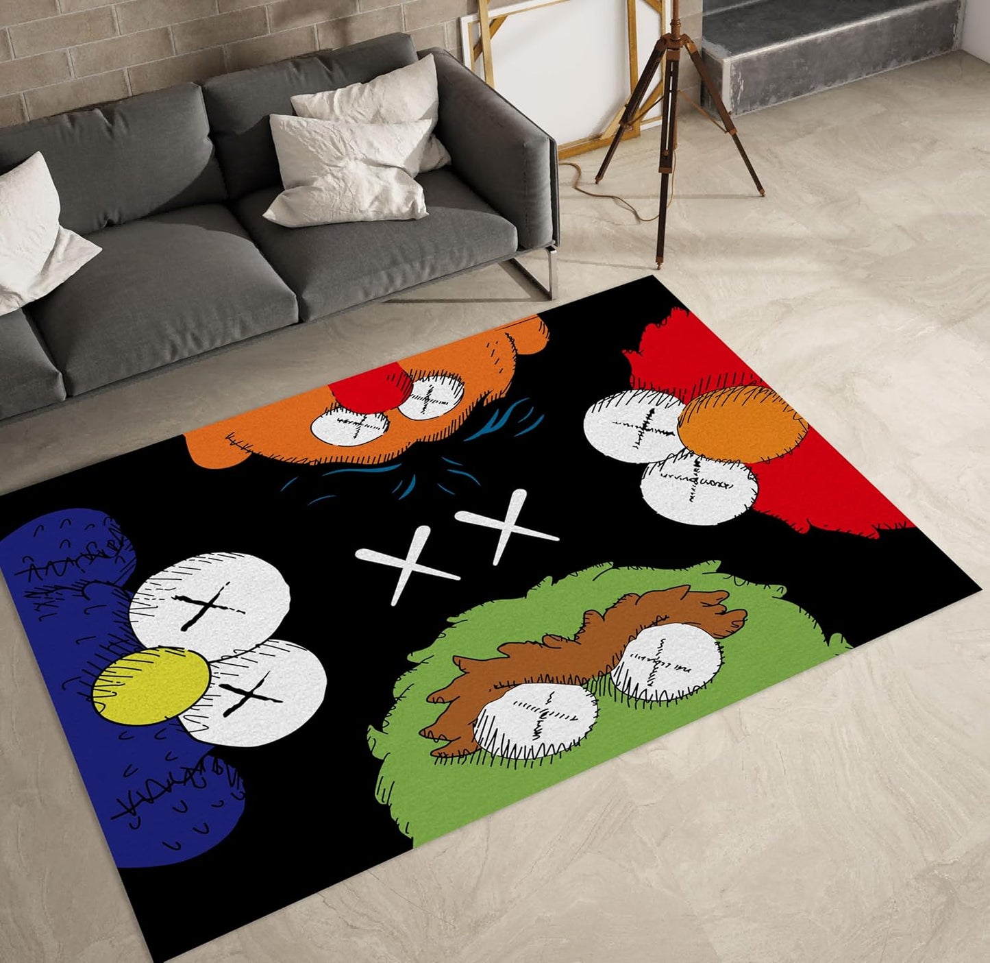 Hypebeast Area Rug Graffiti Art Decor Rugs Modern Abstract Art Pop Carpet for Living Room Bedroom Playroom Home Decor Non-Slip Mat Gift for Christmas 3' X 4'