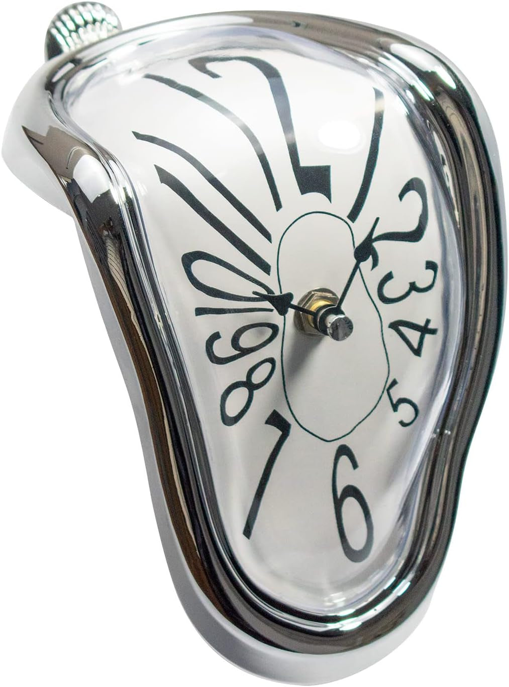 Melting Clock, Salvador Dali Watch Melted Clock for Decorative Home Office Shelf Desk Table Funny Creative Gift, Arab Silver