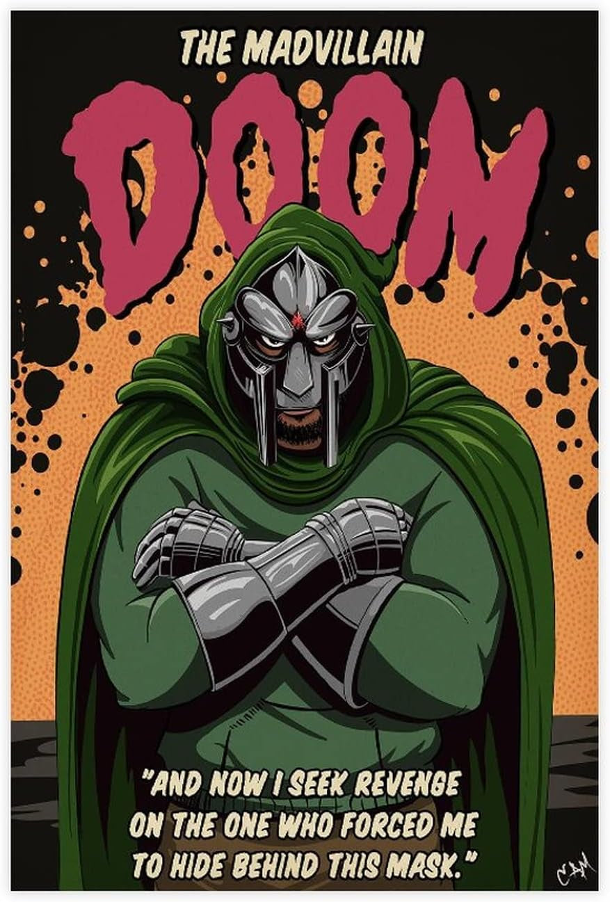 MF Doom Poster Madvillian Poster Canvas Poster Wall Art Decor Print Picture Paintings for Living Room Bedroom Decoration Unframe-Style 12X18Inch(30X45Cm)