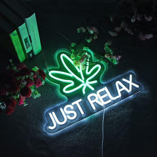 Neon Sign Just Relax LED Neon Lights Signs for Wall Decor,Bedroom,Game Room, Party, Bar Decor,Powered by USB with Dimmable Switch