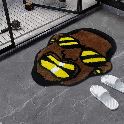 Angry Swag Man Rug, Hypebeast Rug Cool Rugs for Bedroom Aesthetic, High-Pile Soft Flocking Cool Room Decor for Guys, Funky Rug Y2K Rug for Living Room 24”×28” (Swag Man)