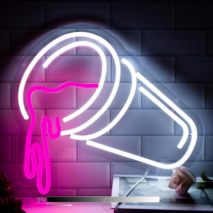 Moodion Double Cups Neon Sign for Wall Decor, Dimmable Pink Neon LED Lights Signs for Bar Man Cave, Neon Light up Signs for Bedroom Pub Bar Accessories Decorations Aesthetic, Birthday Neon Sign Gifts