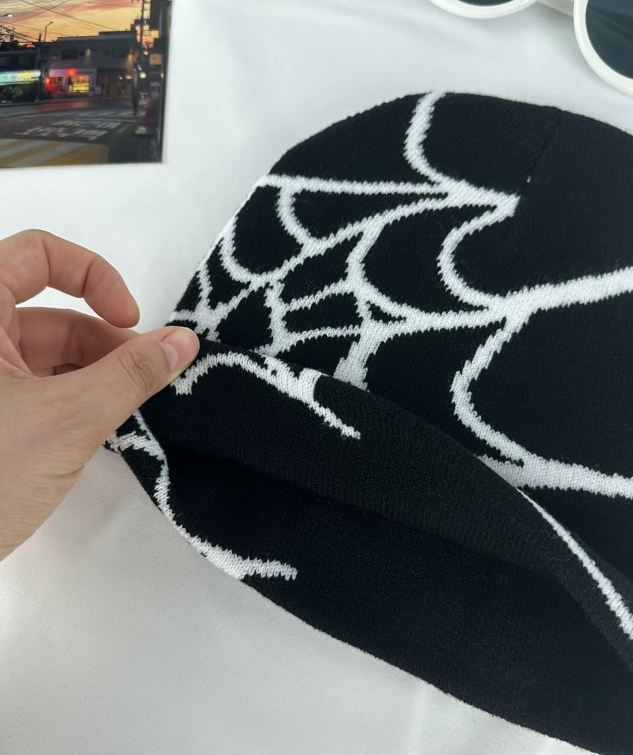 Y2K Gothic Spider Pattern Wool Acrylic Knitted Hat Women Beanie Winter Warm Beanies Men Casual Skullies Outdoor