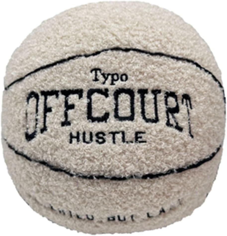 9.8"/25Cm Offcourt Basketball Plush Toy, Soft Basketball Plush Pillow Stuffed Basketball Plush Toy Sofa Ball Pillow Household Stuffed Ball for Fans Boys and Girls All of Age (Beige)