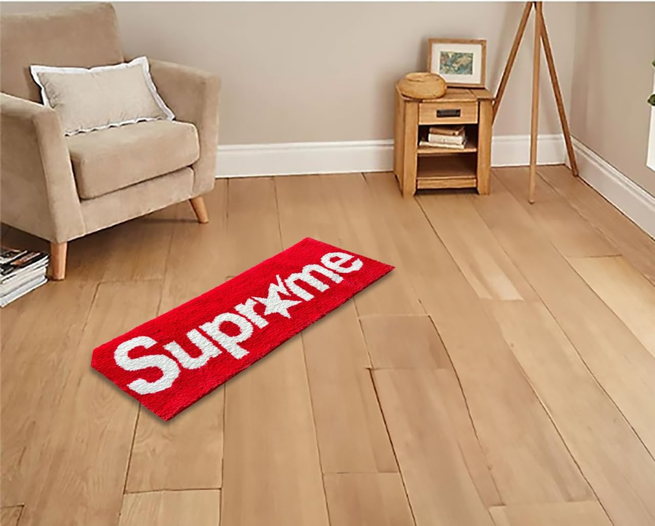 Supremed Rug - Hypebeast Room Decor - Handmade & Premium- 43 * 16In (110Cm) - Suprme Rug - Designer Rugs - Aesthetic Room Decor Rug