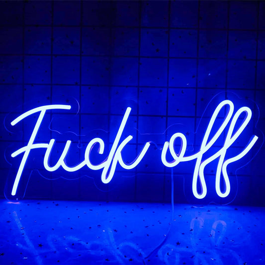 Fuck off Neon Sign,Neon Signs for Wall Decor,Blue Neon Lights for Wall Decor Usb/Switch Operated Neon Wall Sign for Bedroom,Bar Signs,Led Signs Wall Decor for Room,Teen Room,Party Light