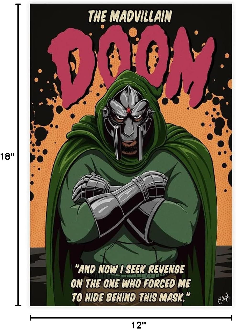 MF Doom Poster Madvillian Poster Canvas Poster Wall Art Decor Print Picture Paintings for Living Room Bedroom Decoration Unframe-Style 12X18Inch(30X45Cm)