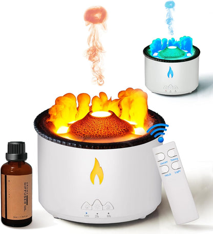 Aromatherapy Essential Oil Diffuser 360Ml,Volcano Diffuser/Humidifier, 2Mist Mosdes : Flame and Volcano, Included 50ML Hotel Collection Essential Oil for Home, Bedroom,Large Room