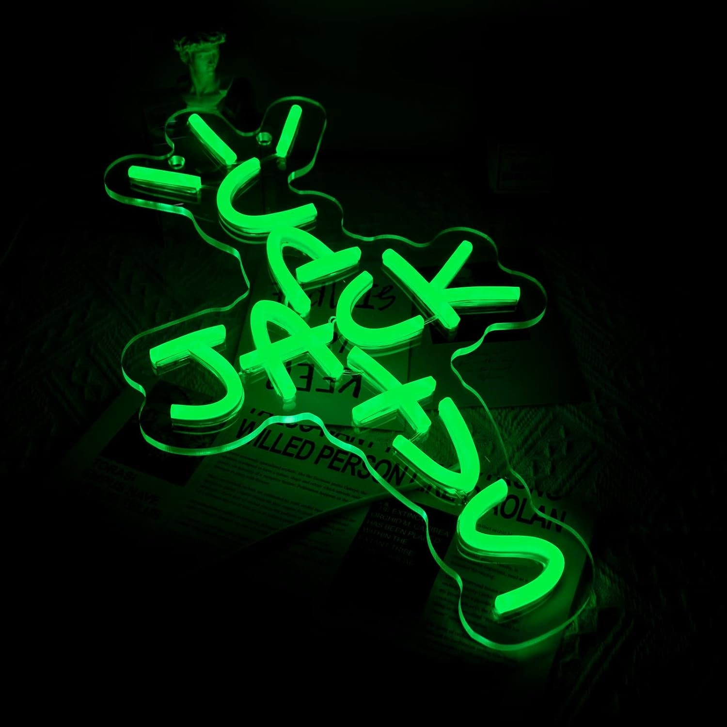 Cactus Jack Neon Sign Green Words Neon Light Sign Wall Art Neon Light for Rap Talking West Coast Light up Hanging Sign for Bedroom Home Bar Pub Party Decor USB Sign