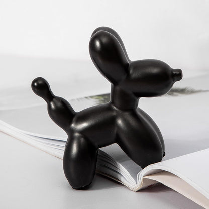 Balloon Dog Statue, Black Balloon Dog Animal Sculpture Modern Small Ceramic Animal Home Decorations Living Room Bedroom Office Desktop Ornament Decor