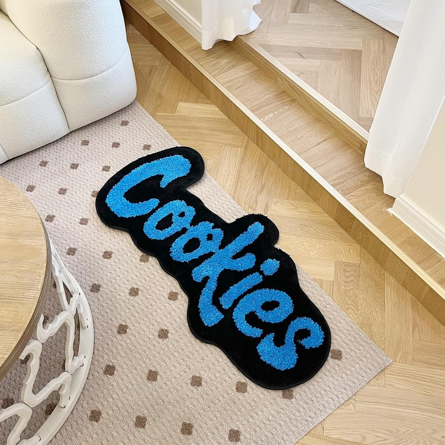 Handmade Cookies Tufted Rug for Kids Room Irregular Shaped Tufted Carpet Mat Soft Plush Children Gift Room Decoration (39.4X17.7Inch (100X45Cm))