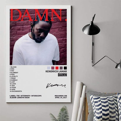 Kendrick Poster Lamar Music Poster Damn Album Cover Posters for Room Aesthetic Canvas Wall Art Bedroom Decor 24X36Inch(60X90Cm)