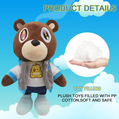 Cute Bear Kanye Plush Toy 10 Inch Soft Stuffed Animal Perfect Graduation Bear Gifts for Kids Fans