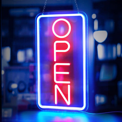 LED Neon Open Sign, 16.5"X 9" Business Hour Sign, Powered by USB with Switch, LED Display Window Lights for Cafe Bar Hotel Salon Bookstore Restaurant Grocery Shop Store Wall Decor