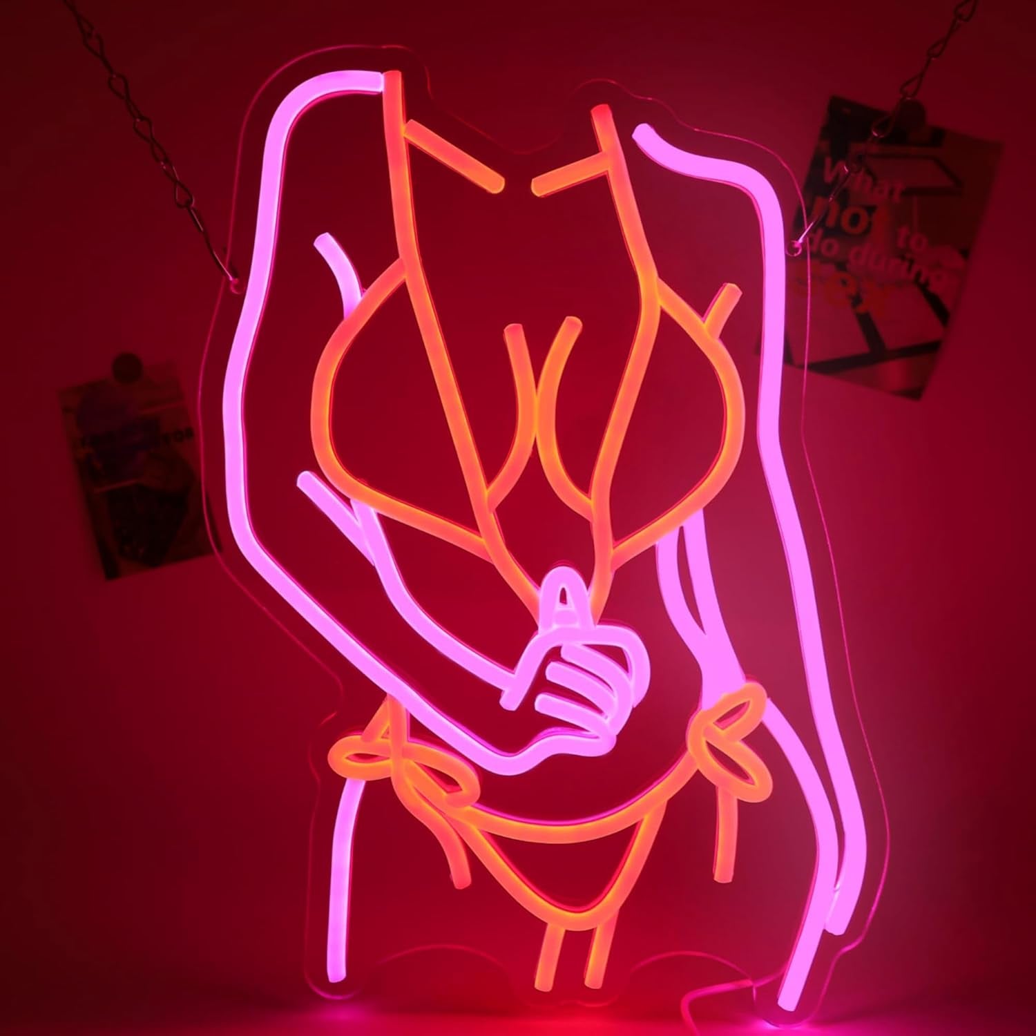 Lady Neon Sign Dimmable Lady Neon Sign Wall Decor Gift for Bar Party Man Cave Girl Bedroom Party Decoration 17.6 * 13.2 Inch