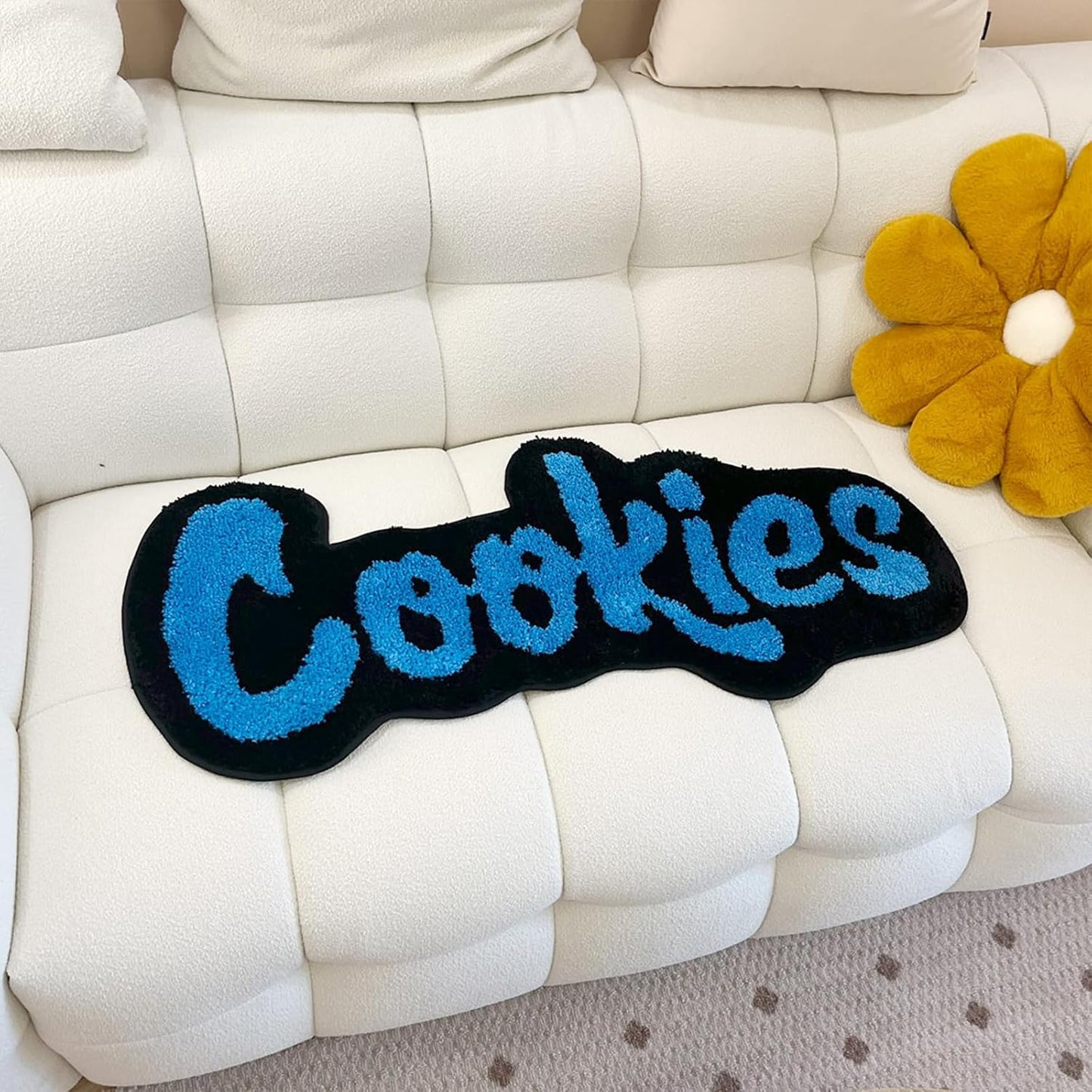 Handmade Cookies Tufted Rug for Kids Room Irregular Shaped Tufted Carpet Mat Soft Plush Children Gift Room Decoration (39.4X17.7Inch (100X45Cm))