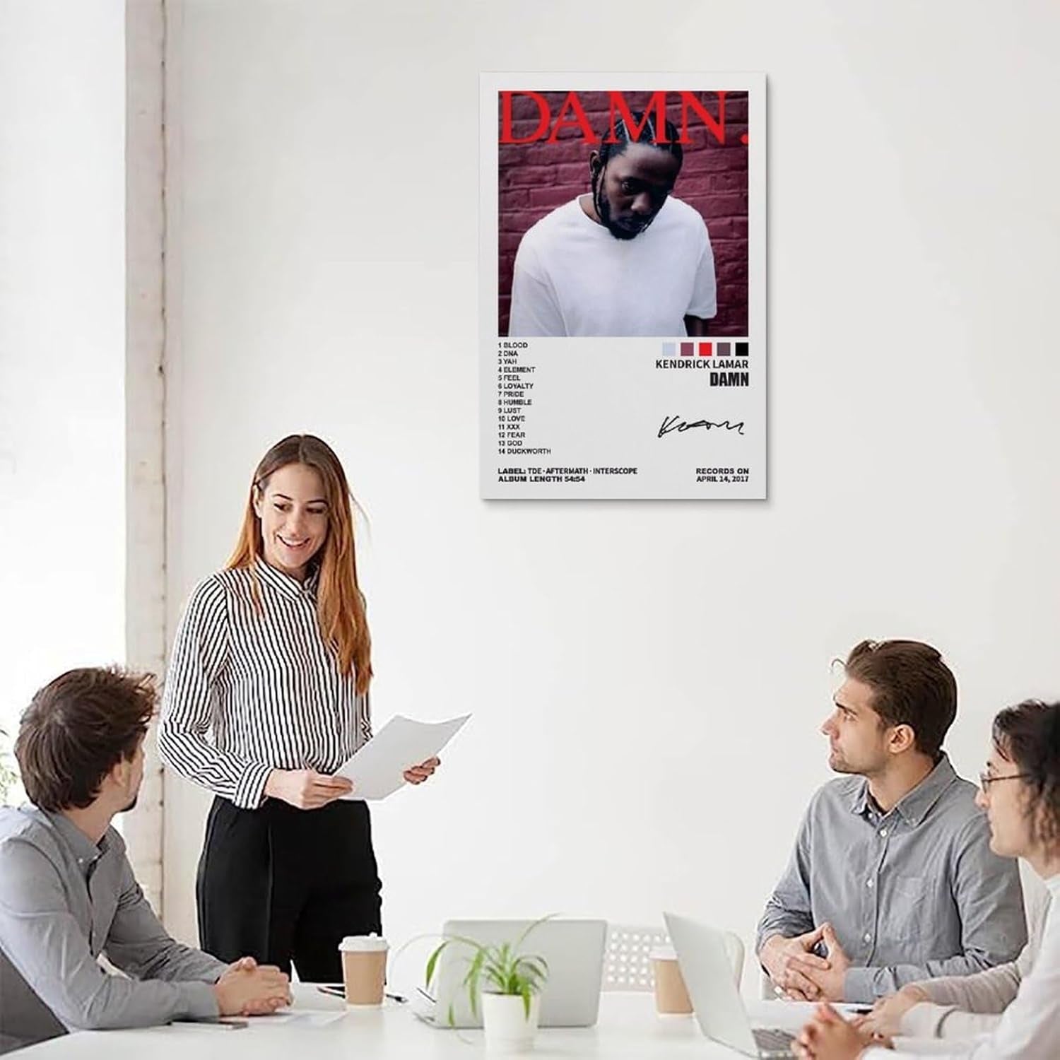 Kendrick Poster Lamar Music Poster Damn Album Cover Posters for Room Aesthetic Canvas Wall Art Bedroom Decor 24X36Inch(60X90Cm)