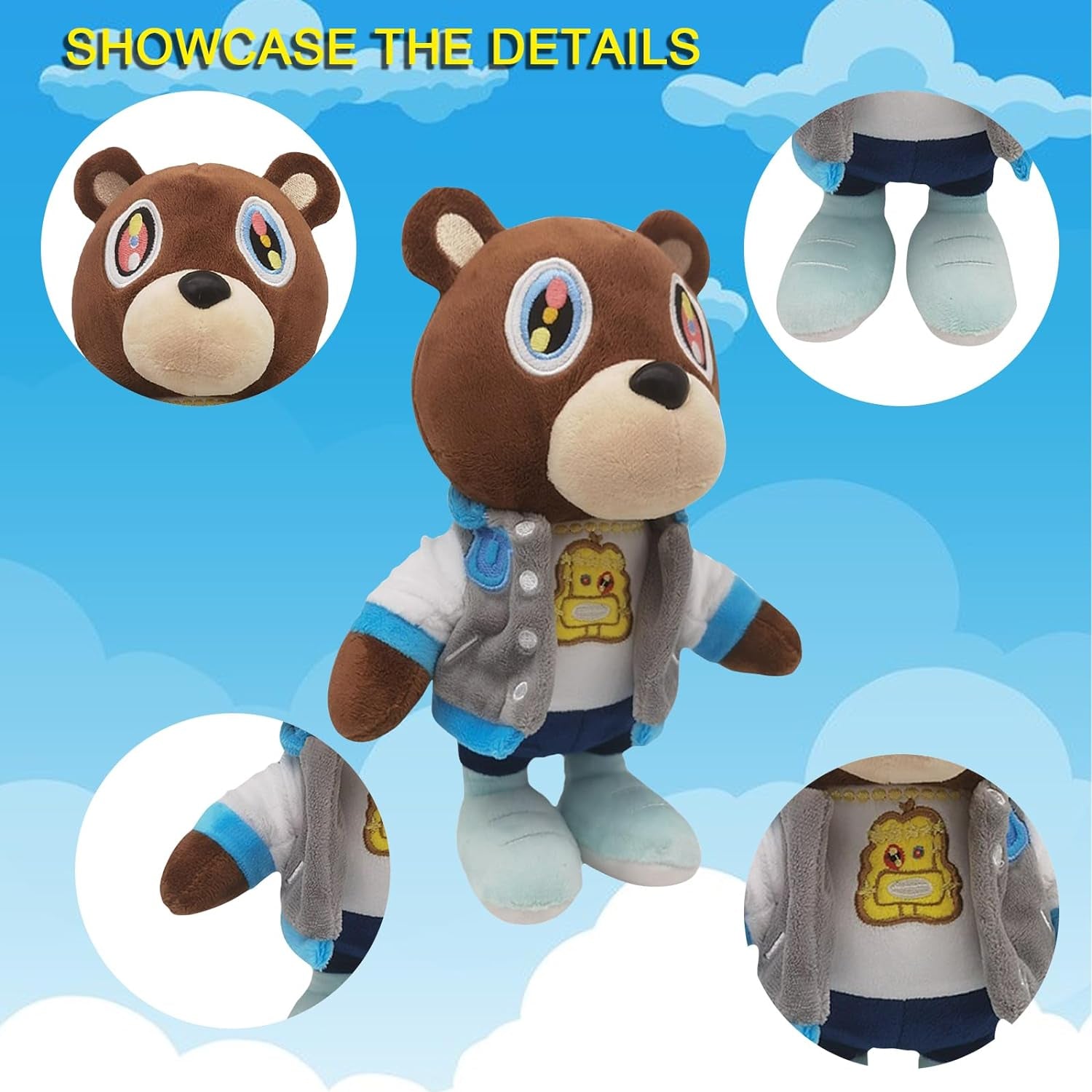 Cute Bear Kanye Plush Toy 10 Inch Soft Stuffed Animal Perfect Graduation Bear Gifts for Kids Fans