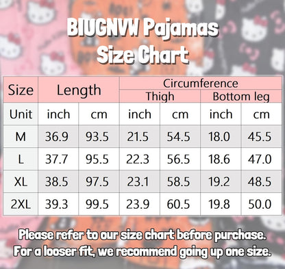 Anime Pajamas Pants Women Cartoon Family Christmas Pajama Pants Kawaii Flannel Pajama Pants Black and Pink