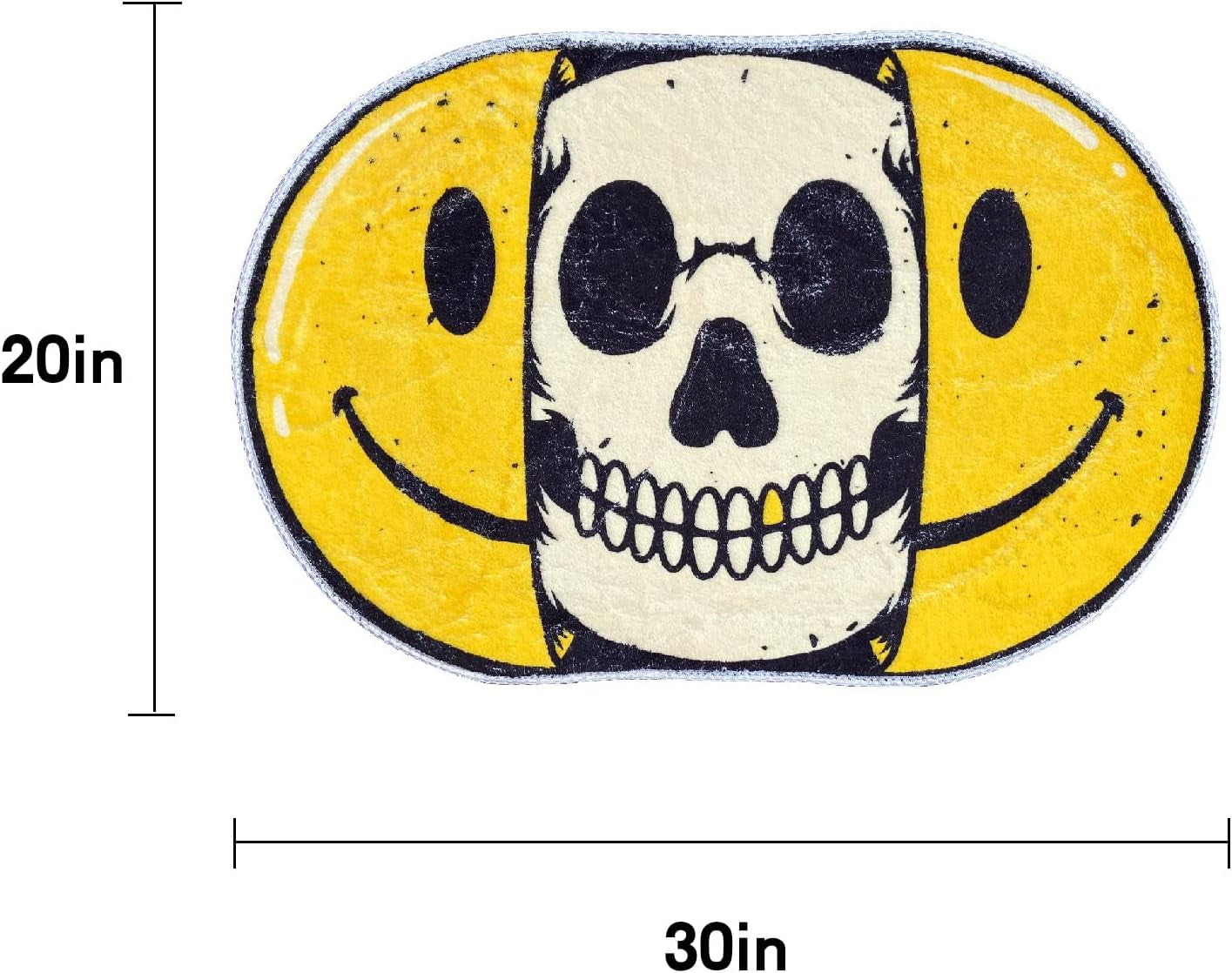 Creative Smiling Skull Print Pattern Bath Rugs Bedroompersonalized Art Rug Microfiber Tufted Non-Slip Bathroom Plush Rugs Door Mat Funny Smiling Face (30X20 In)