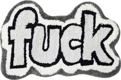 Funny Cute 2X3 Rugs for Bedroom Bathroom Dorm Kitchen Non Slip Machine Washable, Black White Gray Swear Words Funny Funky Cool Small Area Rug Fluffy Shaggy Bedside Accent Rug