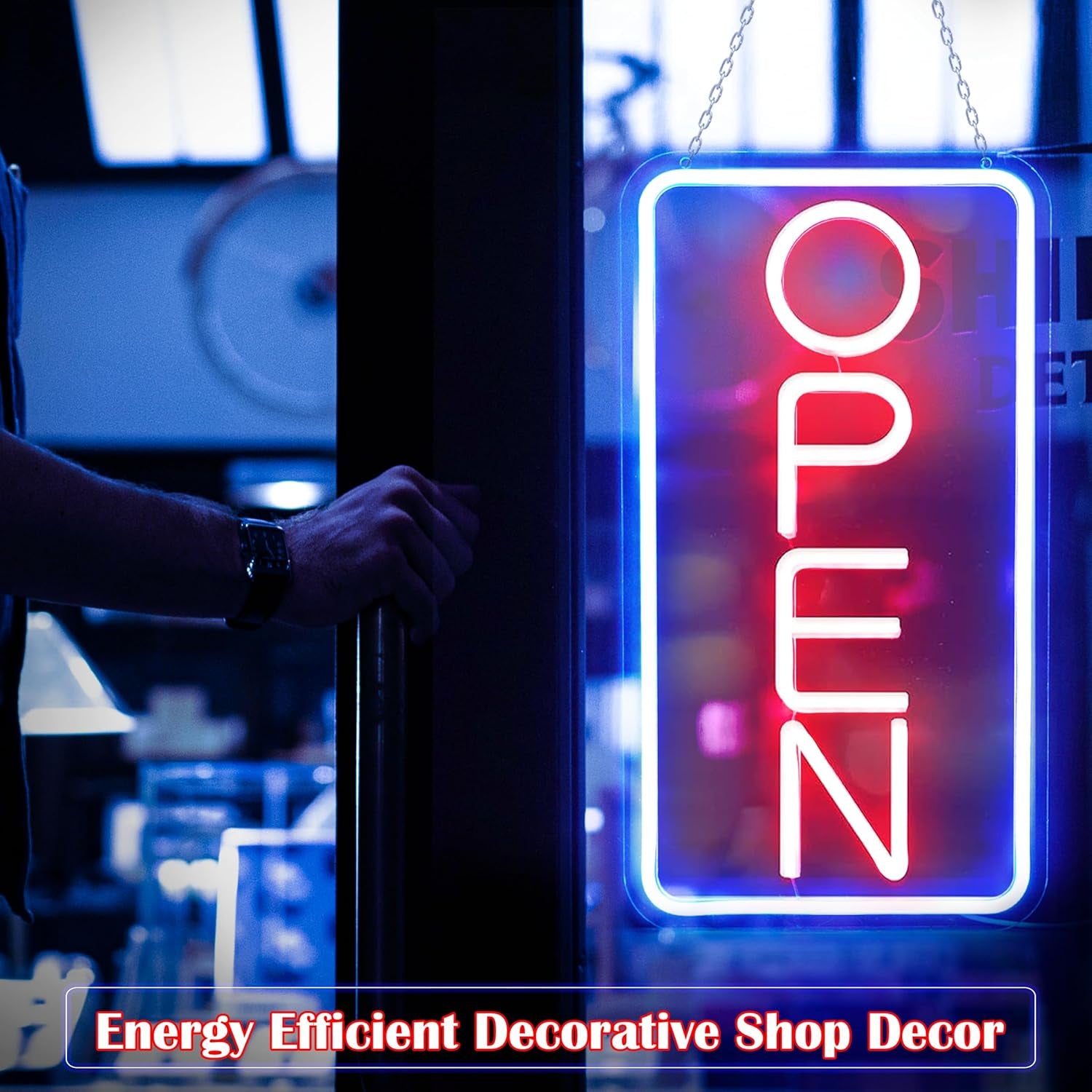 LED Neon Open Sign, 16.5"X 9" Business Hour Sign, Powered by USB with Switch, LED Display Window Lights for Cafe Bar Hotel Salon Bookstore Restaurant Grocery Shop Store Wall Decor