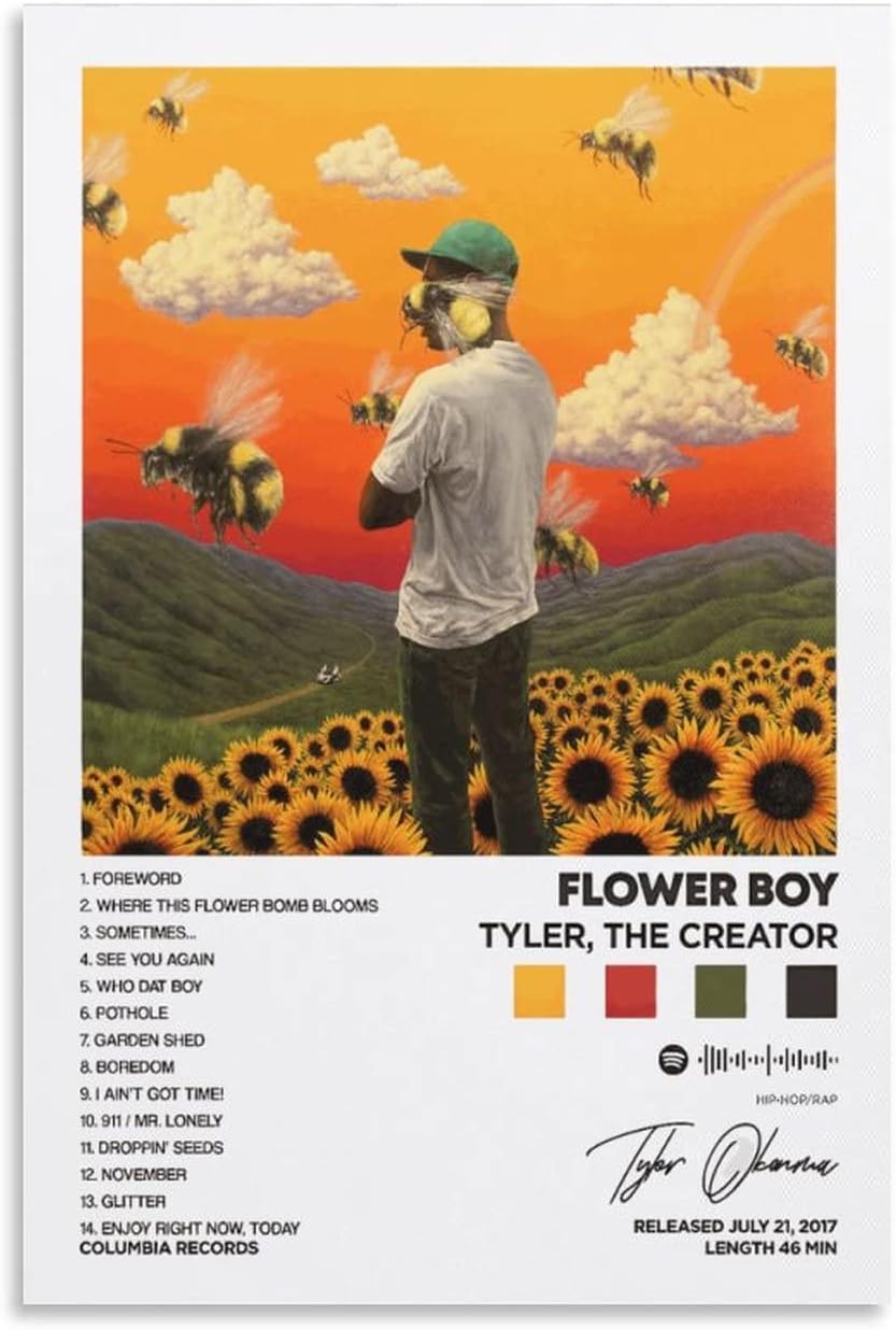 Tyler Poster Flower BOY Album Cover Poster Decorative Painting Canvas Wall Art Living Room Posters Bedroom Painting 12X18Inch(30X45Cm)