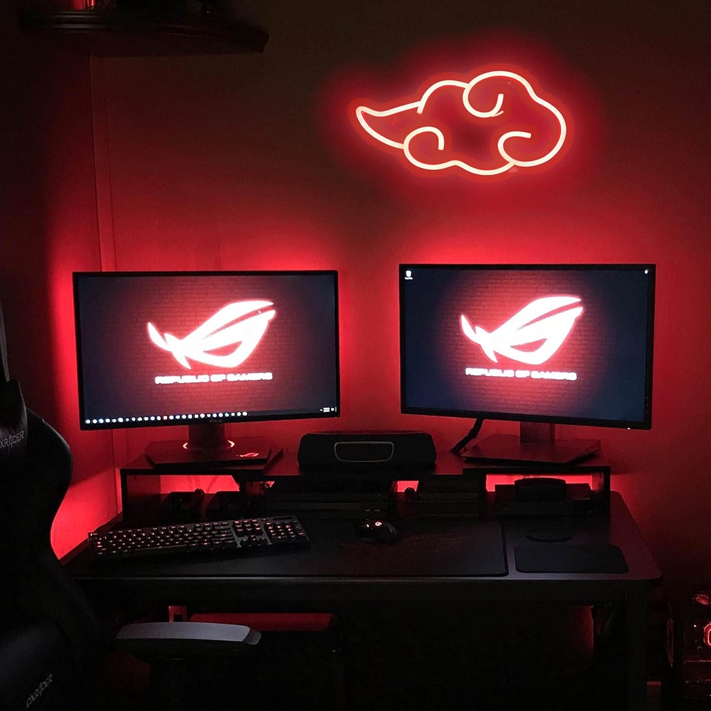 Anime Neon Sign, LED Red Cloud Neon Signs for Wall Decor, Dimmable Gaming Neon Sign Wall Signs USB Night Neon Light for Bedroom Game Room Man Cave Party, Gifts for Your Son, Boyfriend(12X7In)