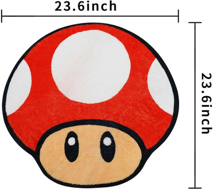 Cute Mushroom Bath Mat Red Irregular Shaped Bathroom Rugs for Kids Non-Slip Absorbent Washable Bath Mat Shaggy Kids Bedroom Rug Decor Entrance Door Mat for Shower Room and Bathtub