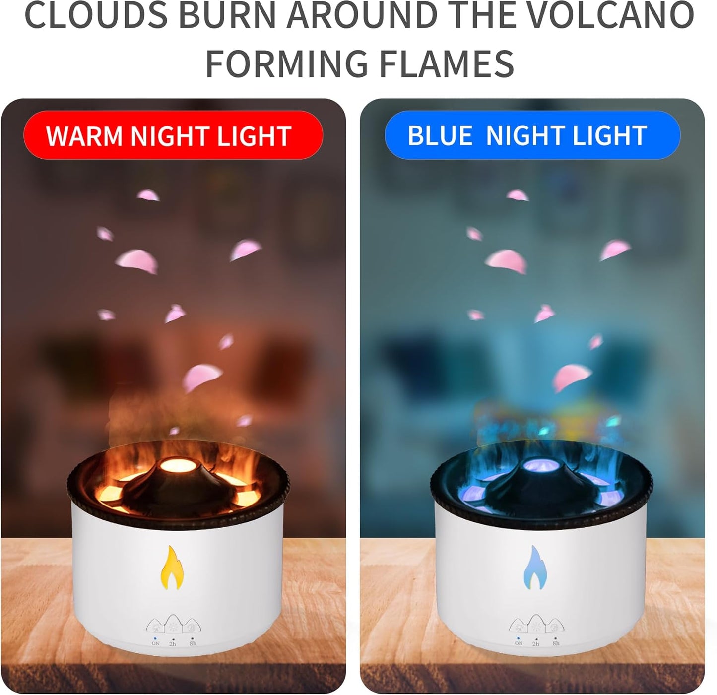 Aromatherapy Essential Oil Diffuser 360Ml,Volcano Diffuser/Humidifier, 2Mist Mosdes : Flame and Volcano, Included 50ML Hotel Collection Essential Oil for Home, Bedroom,Large Room