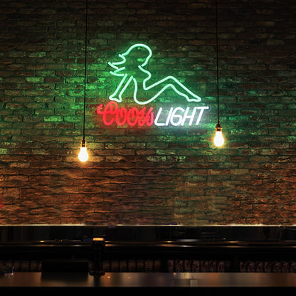 Crs Light Neon Sign Beer Neon Signs for Man Cave Bar Decor Green Lady LED Neon Lights Signs Bar Neon Sign Wall Art Neon Light for Bedroom Beer Pub Man Cave Restaurant Party Decor