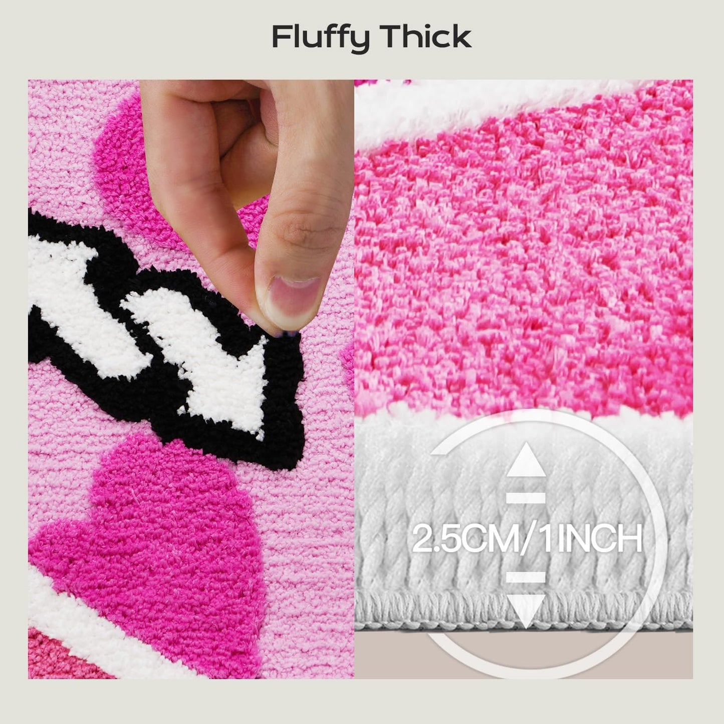 UNO Card Pink Bathroom Rugs Non Slip, Fluffy Extra Soft and Absorbent Microfiber Cute Cool Funky Bath Rugs Mats, Aesthetic Unique Fun Carpet for Bathroom Shower Floor Decor, 32 X 20 Inch