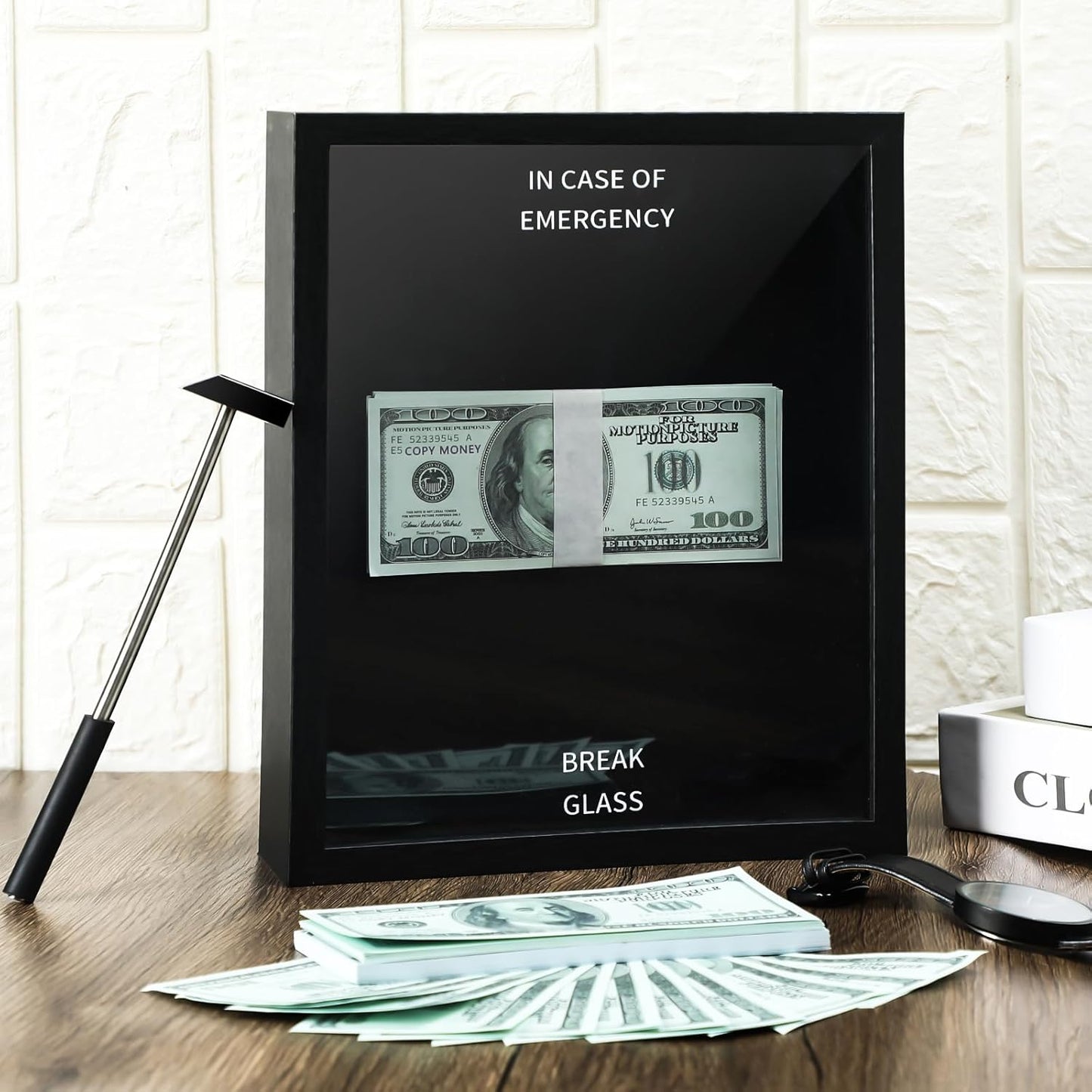 Break Glass in Case of Emergency Gifts Funny Emergency Box for Wall Display with Hammer DIY Wall Art Decor for Christmas Birthday White Elephant Gift Money Not Included