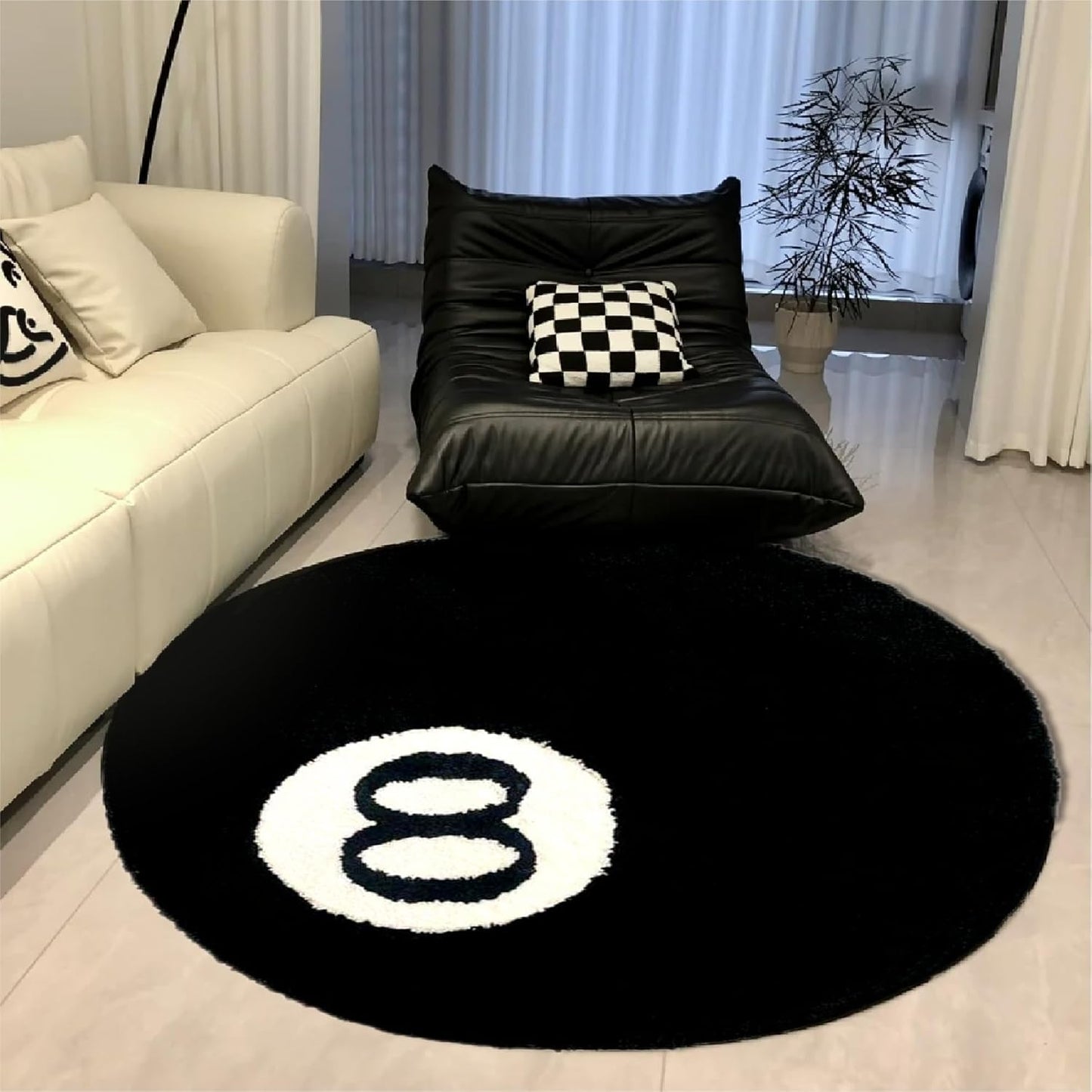 ® 8 Ball Rug,24 Inch/60Cm 8 Ball Decor,Fluffy Rug,Double Rubber Sole,Rugs for Bedroom Aesthetic,Graphic Rugs,Y2K Rug,Suitable for Bathrooms,Bedrooms, Children'S Rooms,Machine Washable