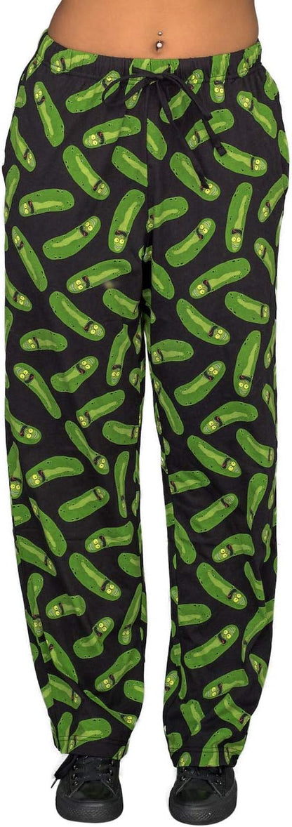 Rick and Morty Pickle Rick Black and Green Lounge Pants