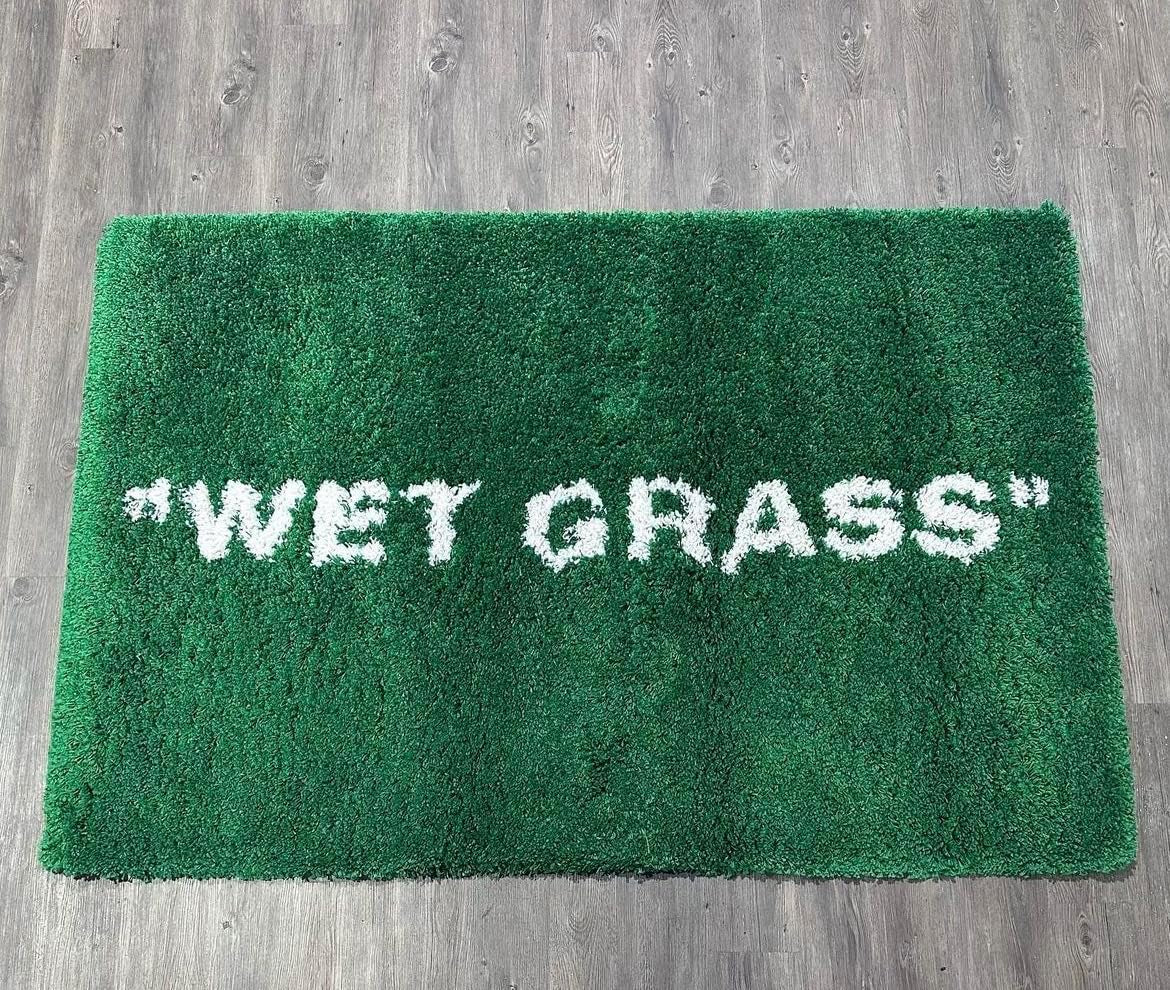 Wet Grass Rug - Tufted Hypebeast Rug - Handmade & Premium - 32 * 20In (80 * 50Cm) - Hypebeast Room Decor - off White Rug - Aesthetic Bape Rug -  Rug