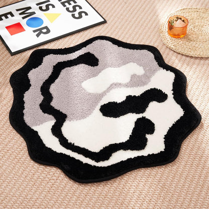 Trippy Happy Face Bath Mat Yingyang - Cool Rugs for Bedroom, Hypebeast Rug, Hippie Rug Non-Slip, Cute Fun Funky Trendy Rug, Cool Decor for Bedroom Bathroom Hallway