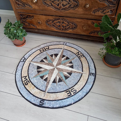 Compass Rug Cool round Area Rug Hypebeast Rug Yacht Mat Boat Mat Ultra Soft Non Slip Summer House Carpet Luxury Home Decor (3.3X3.3 Ft., Model - 7)