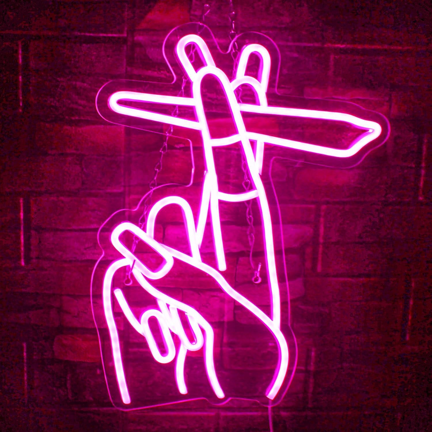 Hand Neon Signs Pink Led Neon Signs for Wall Decor, Gesture Neon Signs USB Hand Neon Light Signs Bar Light up Signs for Bedroom Living Room Office Restaurant Home Bar Party Game Room