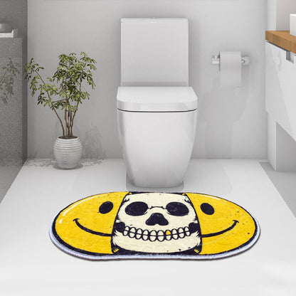 Creative Smiling Skull Print Pattern Bath Rugs Bedroompersonalized Art Rug Microfiber Tufted Non-Slip Bathroom Plush Rugs Door Mat Funny Smiling Face (30X20 In)