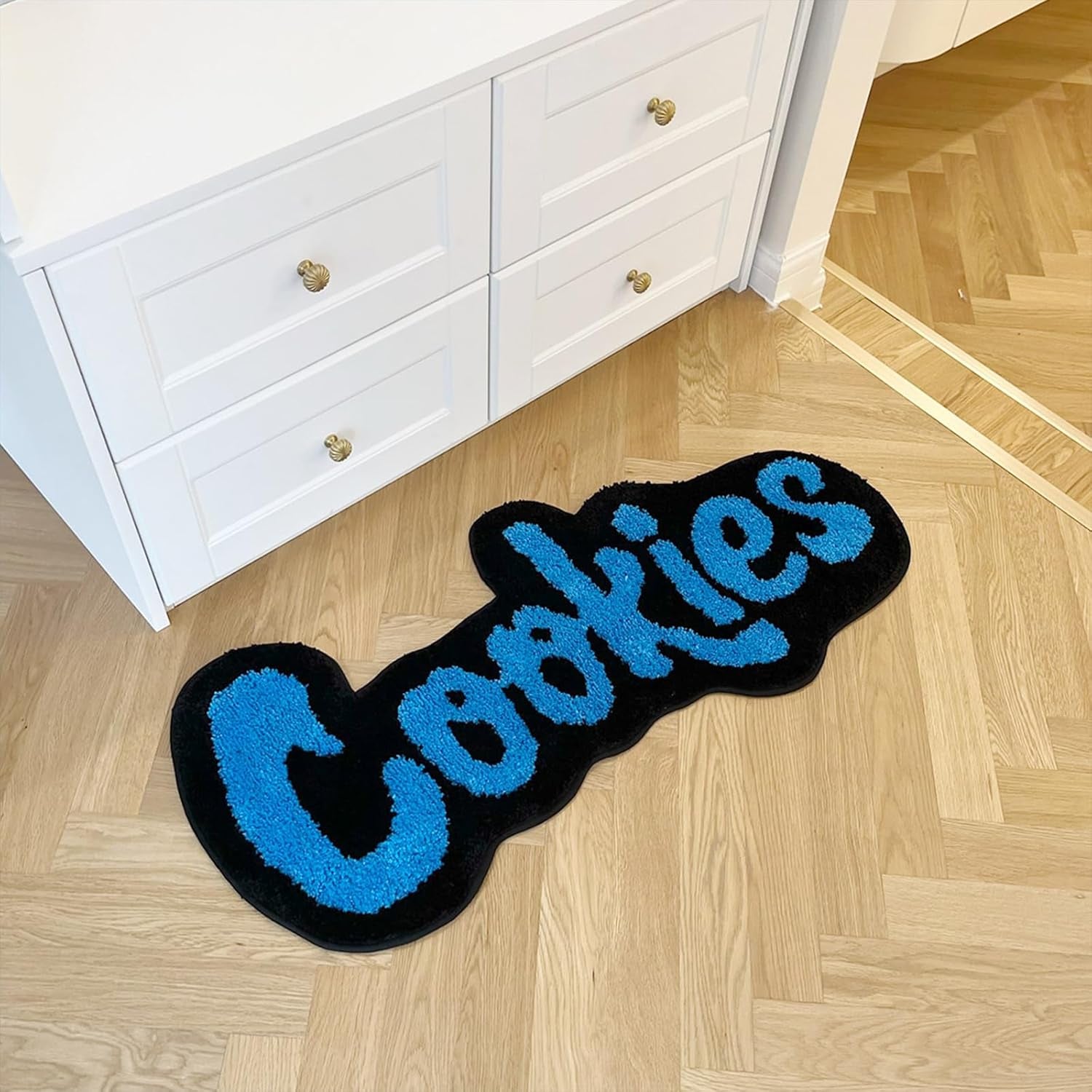 Handmade Cookies Tufted Rug for Kids Room Irregular Shaped Tufted Carpet Mat Soft Plush Children Gift Room Decoration (39.4X17.7Inch (100X45Cm))