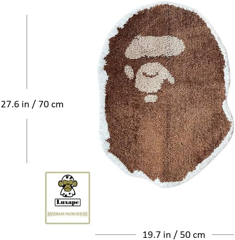 Bape Rug - Handmade & Premium- 28In W * 20In L (70 * 50Cm) - Hypebeast Rug - Hypebeast Rug Decor - Living Room, Bedroom, Children Room, Door Mat - a Bathing APE Rug (Blue Camo) (Beige Brown)