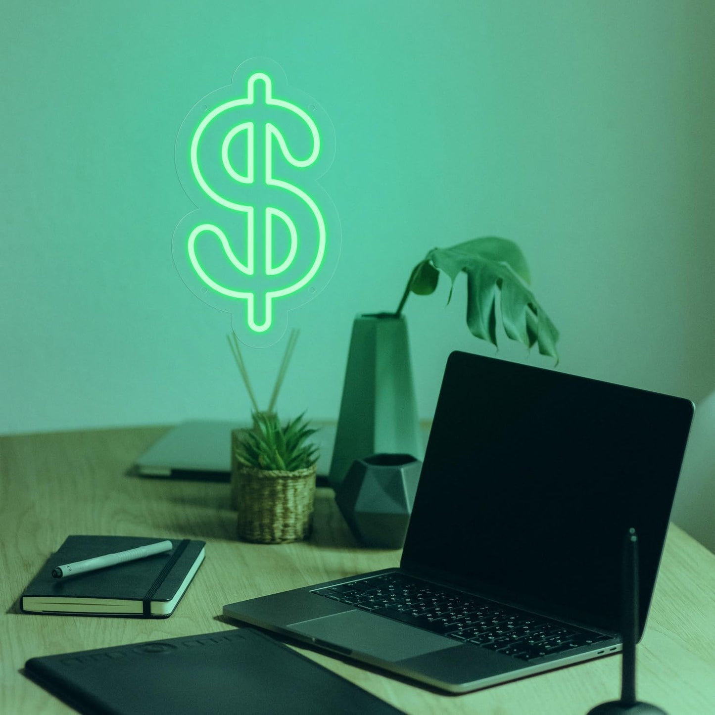 Dollar Neon Sign Money Neon Signs for Wall Decor Dollar Sign Decorations Dollars Money Obsessed Decorations LED Green Light for Bar Bedroom Party Love Money Wall Decoration, 11.9" X 7"